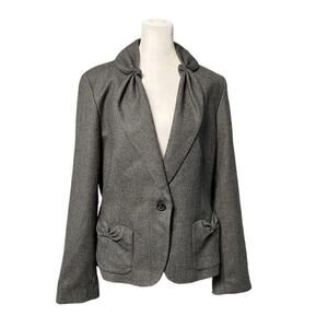 Talbots Gray Kate Fit Romantically Curvy Wool Blazer Size 12 NWT